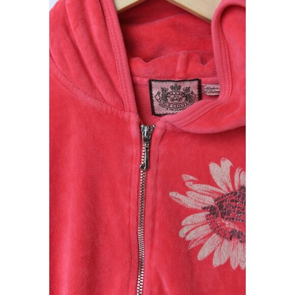Vintage 2YK Juicy Couture Track Suit Top Sz L Coral Pink Velour Full Zip Pocket - Picture 9 of 13